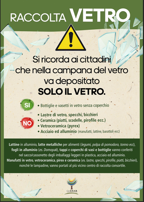 Corretto smaltimento del vetro